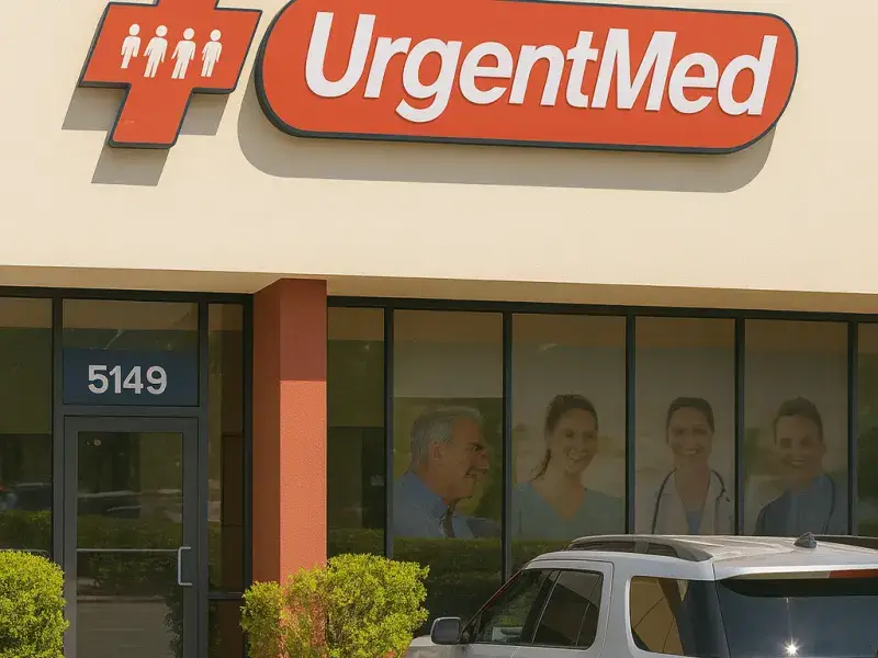 UrgentMed Davie clinic entrance at 5149 S University Drive, Davie, FL 33328