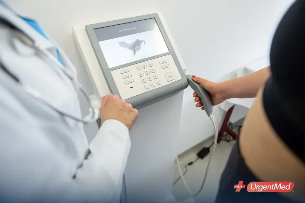 Provider reviewing a body composition scan with a patient