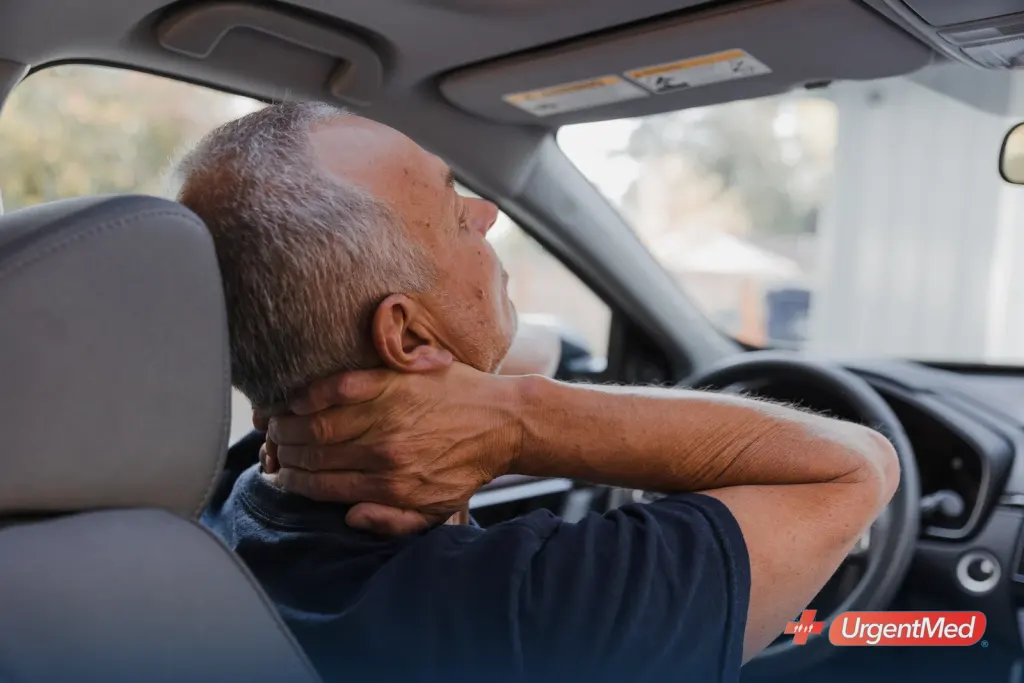Patient with neck pain after a car accident