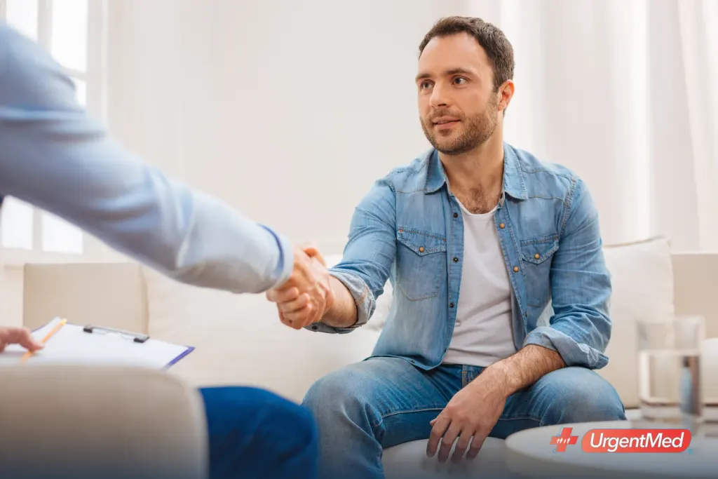 Man talking with a provider about his health