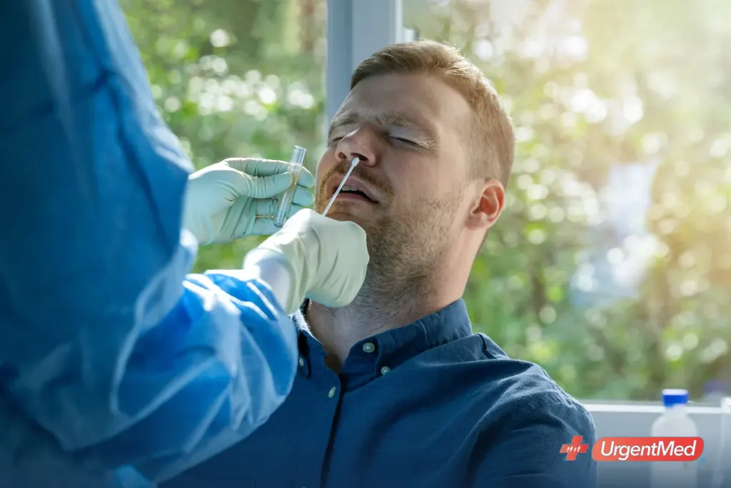Nasal swab test for RSV at an urgent care clinic