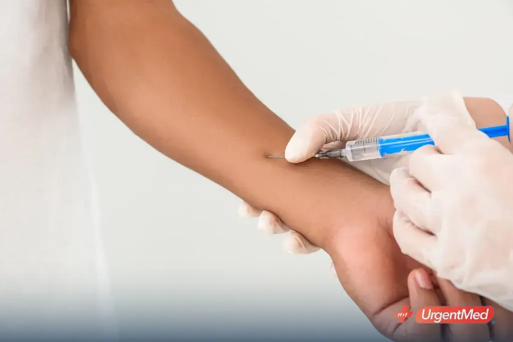 TB skin test on a patient's forearm