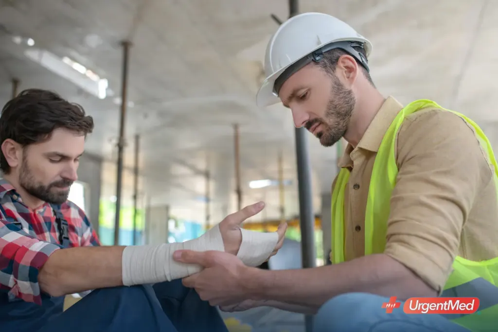 Injured worker receiving care after a workplace injury